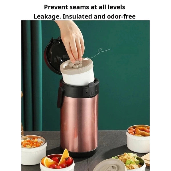 Stainless Steel Insulated Lunch Box with Spoon and Fork, Insulated Bag