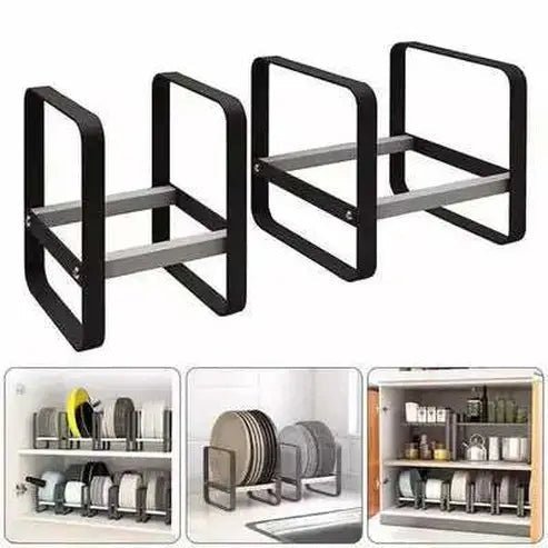 Storage Rack Pot Lid Rack Dish Metal Shelf Organizer