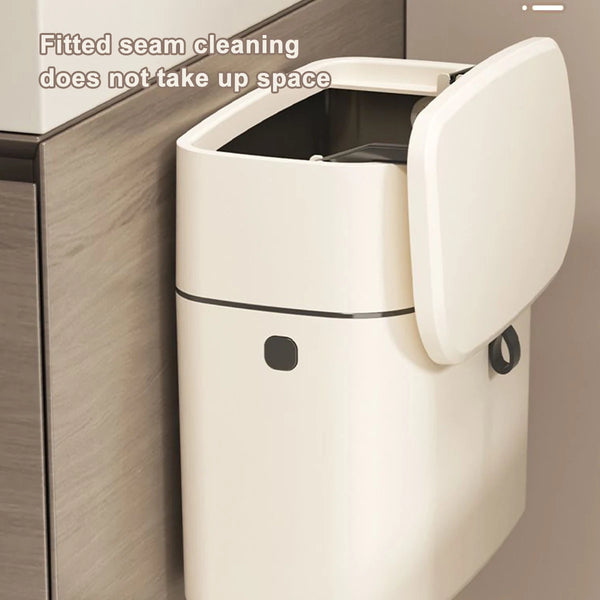 Stylish Hanging Trash Can for Home Toilets, Large Capacity Square Design, Comfortable Clamshell Lid