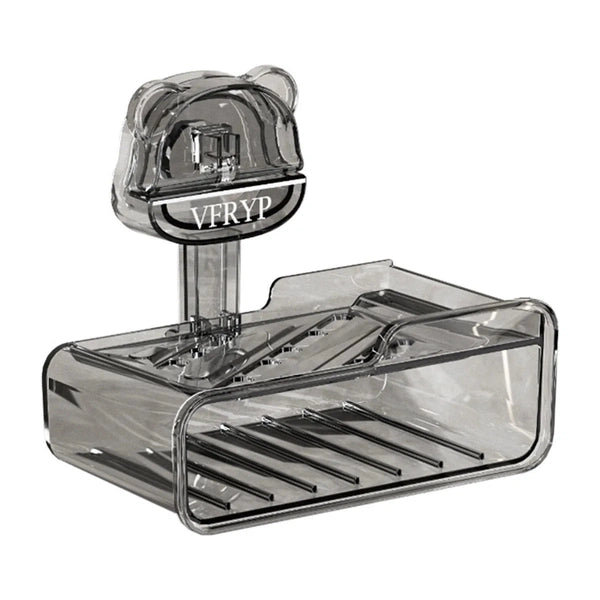 Suction Cup Punch-free Bear Soap Box, Wall-mounted Household Toilet Soap Storage Rack