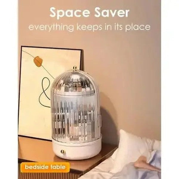 Swivel Makeup Organizer with Lid and Drawer