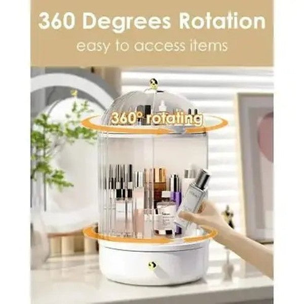 Swivel Makeup Organizer with Lid and Drawer