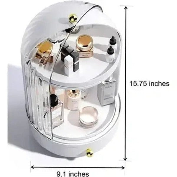 Swivel Makeup Organizer with Lid and Drawer