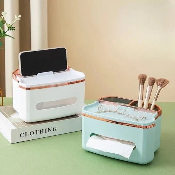 Tissue Storage Box with Drawers: Desktop Organizer for Home