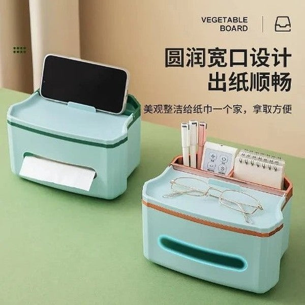 Tissue Storage Box with Drawers: Desktop Organizer for Home