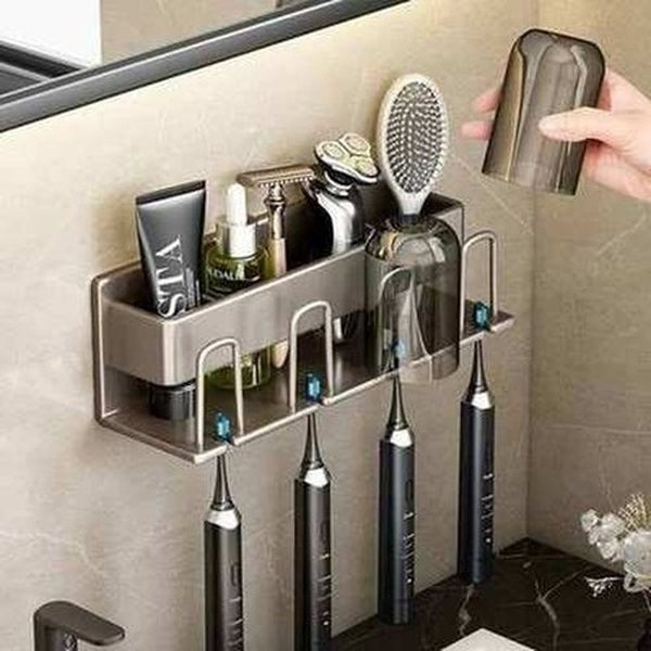 Toothbrush rack Bathroom perforation-free mouthwash cup