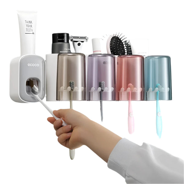 Toothbrush Cup Mouthwash Wall-mounted Bathroom Punch-free Wall-mounted Storage Rack