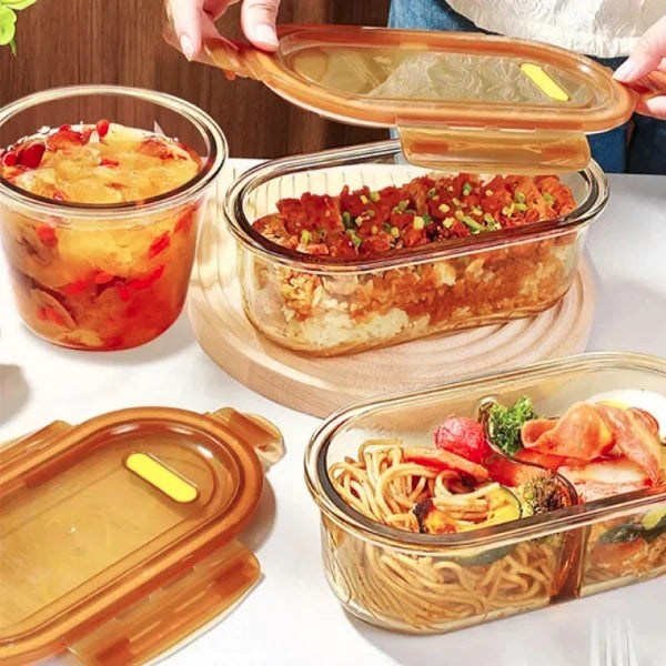 Transparent Glass Bento Box – Microwave & Refrigerator Safe Lunch Container