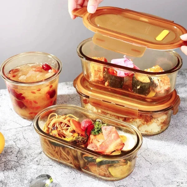 Transparent Glass Bento Box – Microwave & Refrigerator Safe Lunch Container