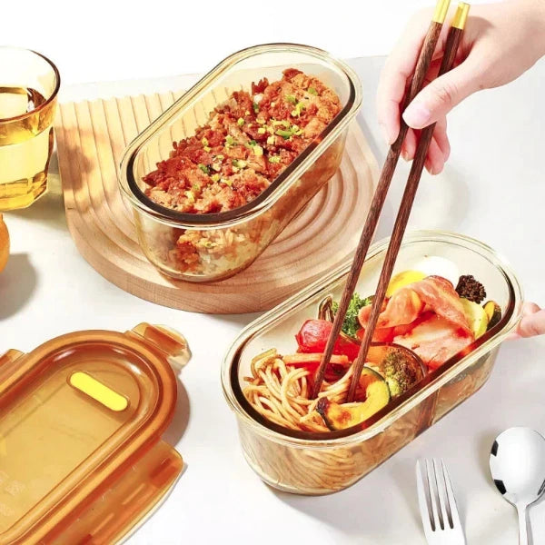 Transparent Glass Bento Box – Microwave & Refrigerator Safe Lunch Container