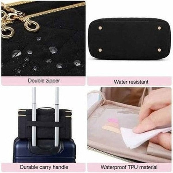 Travel Cosmetic Case Double Layer Makeup Organizer Bag