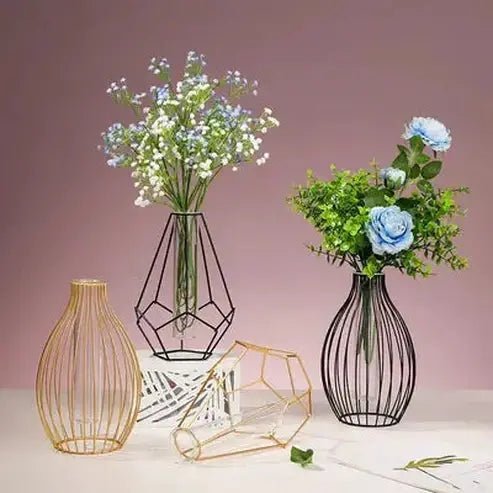 Tube Hydroponic Vase with Wrought Iron Frame