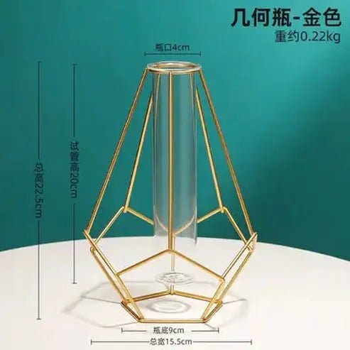 Tube Hydroponic Vase with Wrought Iron Frame