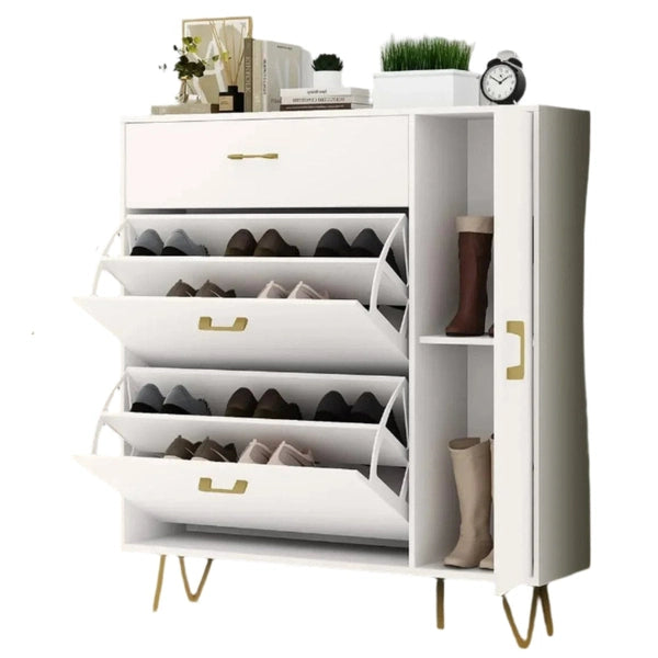 Tumbler Shoe Cabinet, Home Doorway All Solid Wood Light Luxury Large Capacity Space-Saving