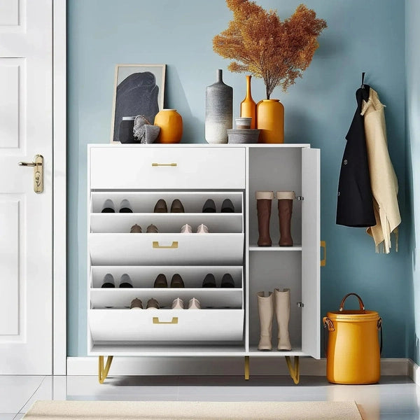 Tumbler Shoe Cabinet, Home Doorway All Solid Wood Light Luxury Large Capacity Space-Saving