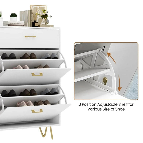 Tumbler Shoe Cabinet, Home Doorway All Solid Wood Light Luxury Large Capacity Space-Saving