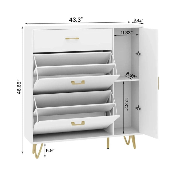 Tumbler Shoe Cabinet, Home Doorway All Solid Wood Light Luxury Large Capacity Space-Saving