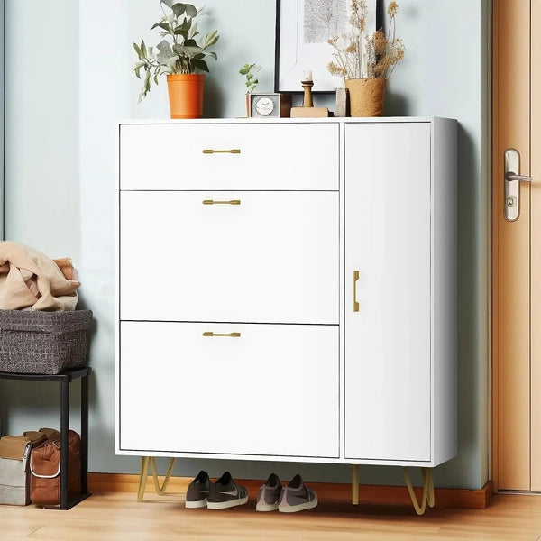 Tumbler Shoe Cabinet, Home Doorway All Solid Wood Light Luxury Large Capacity Space-Saving