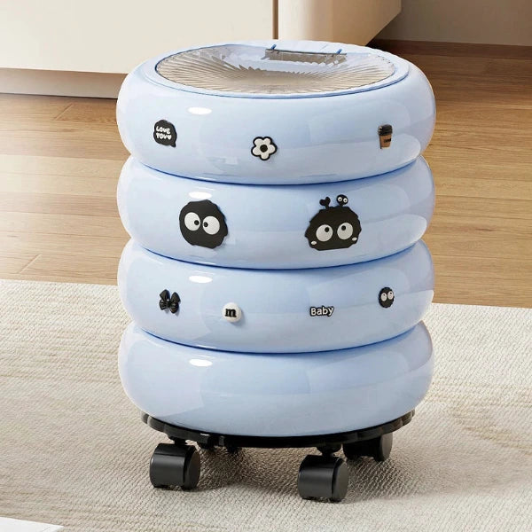 UFORU Dopamine Donut Trash Can Light Luxury with Lid High Appearance Living Room Bedroom Removable Press Organizer