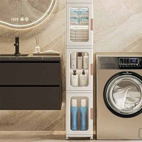 Ultra-narrow Bathroom Cabinet Floor Folding