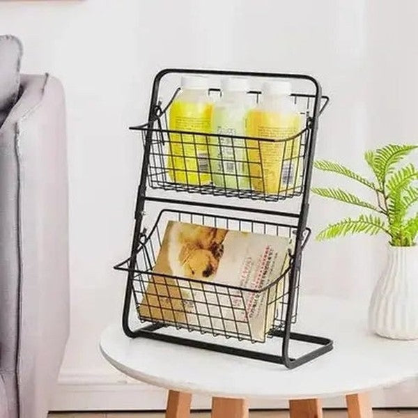 Versatile Dual-Layer Storage Shelf for Kitchen