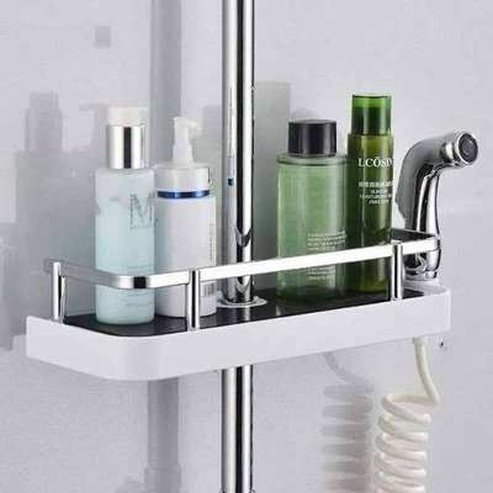 Wall-Mounted Bathroom Organizer with Shower Shelf Storage Rack