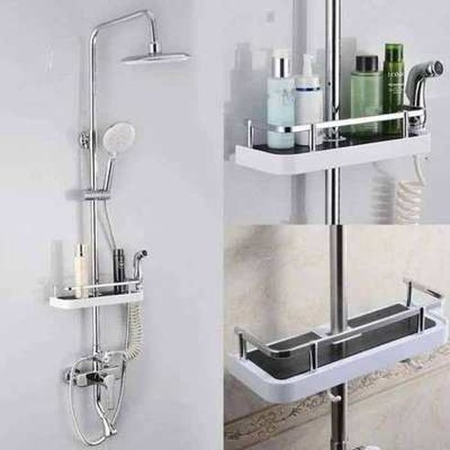 Wall-Mounted Bathroom Organizer with Shower Shelf Storage Rack