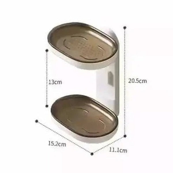 Wall Mounted Double Soap Storage Box Rack for Bathroom Organization