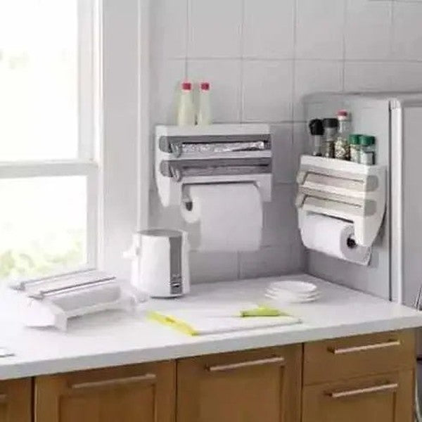Wall-Mounted Kitchen Organizer for Paper Towels and Cling Film