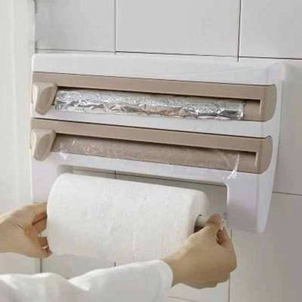 Wall-Mounted Kitchen Organizer for Paper Towels and Cling Film