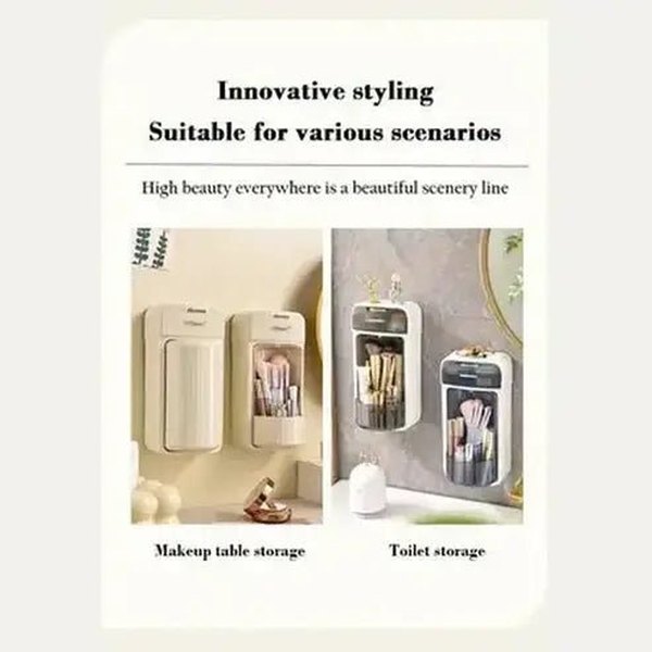 Wall-Mounted Rotating Makeup Brush Holder