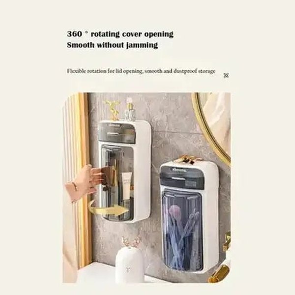 Wall-Mounted Rotating Makeup Brush Holder