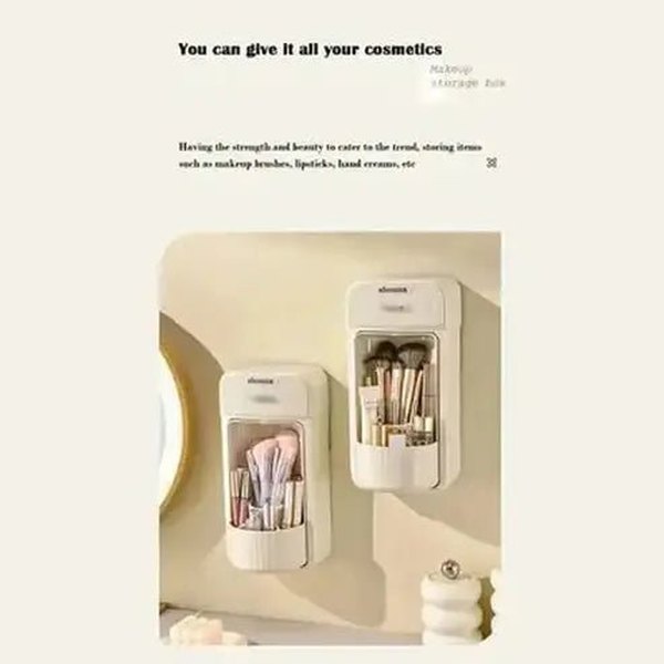 Wall-Mounted Rotating Makeup Brush Holder