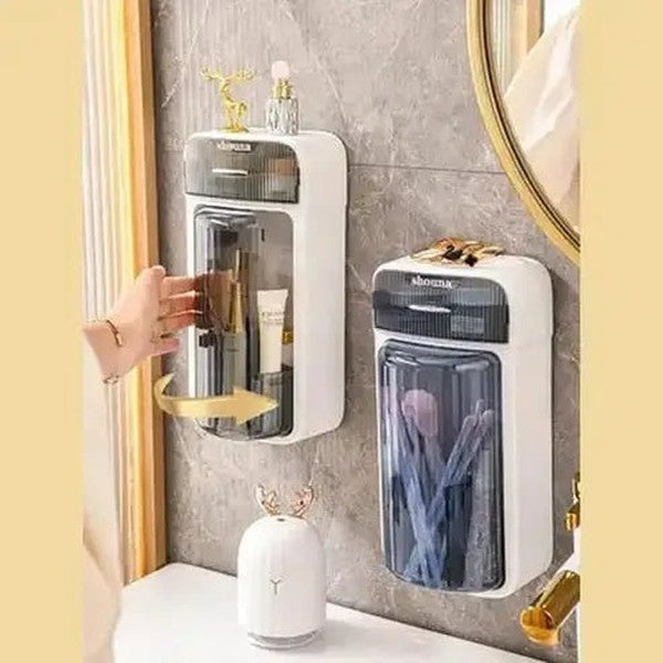 Wall-Mounted Rotating Makeup Brush Holder