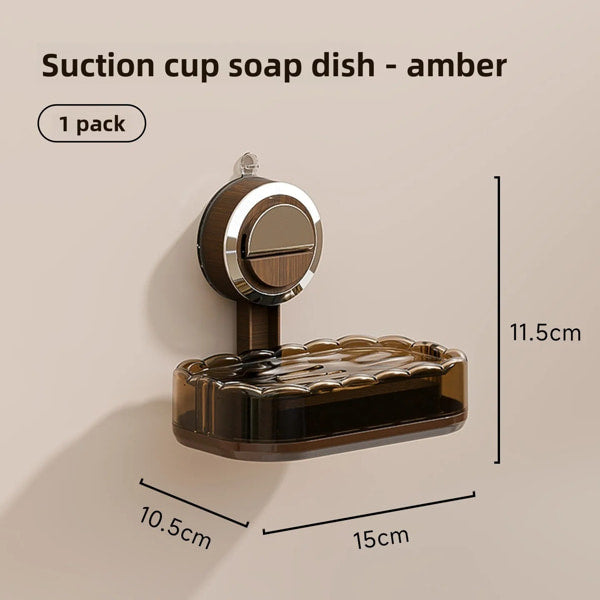 Walnut wall-mounted soap dish with drain slots