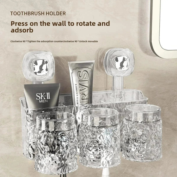 Wall-Mounted Toothbrush Holder – No-Drill Bathroom Storage Rack