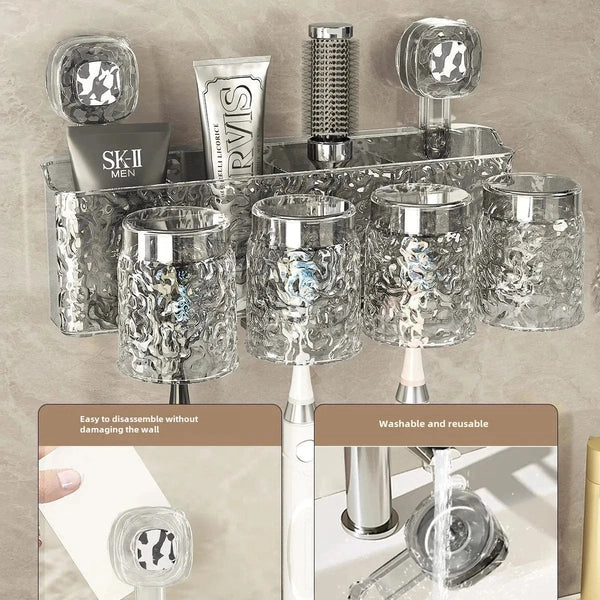 Wall-Mounted Toothbrush Holder – No-Drill Bathroom Storage Rack