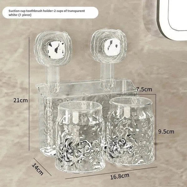 Wall-Mounted Toothbrush Holder – No-Drill Bathroom Storage Rack