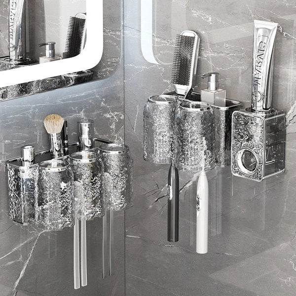 Wall Mounted Toothbrush Rack, Water Ripple Toothbrush Holder