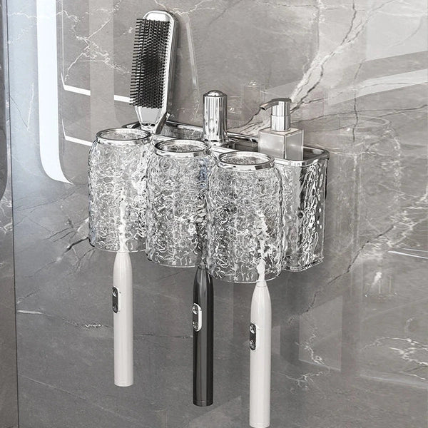 Wall Mounted Toothbrush Rack, Water Ripple Toothbrush Holder