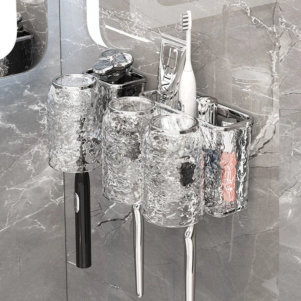 Wall Mounted Toothbrush Rack, Water Ripple Toothbrush Holder