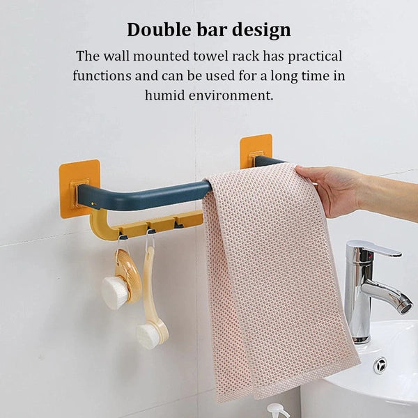 Wall Mounted Towel Rack, Plastic Bathroom Hanging Bar, Toilet Holder