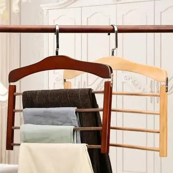 Wardrobe Clothes Hanger with Four Wooden Layers
