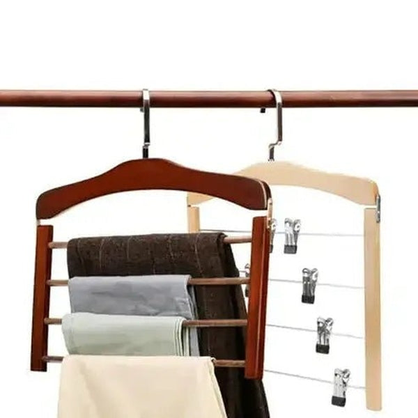 Wardrobe Clothes Hanger with Four Wooden Layers