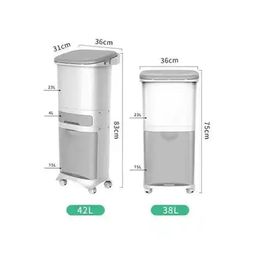 Wheel-Equipped Large Sorting Trash Can