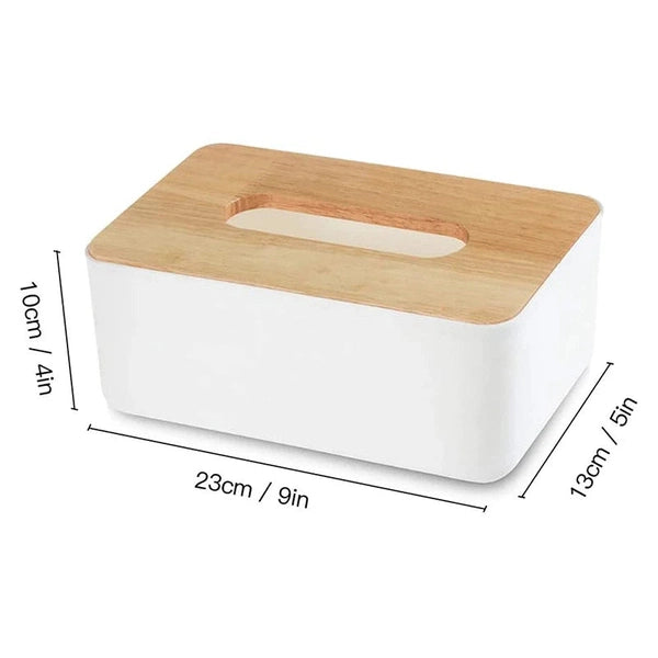 Wooden Tissue Box – Napkin Holder with Bamboo Lid for Bathroom