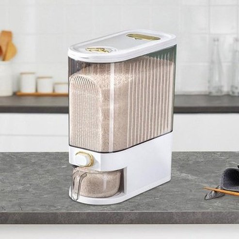 cereal storage bucket with dispenser cup, rice dispenser, cereal dispenser with measuring cup, airtight rice box dispenser with time indicator: food storage containers.