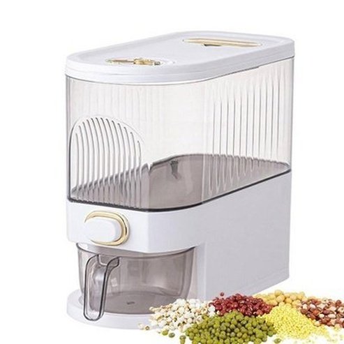 cereal storage bucket with dispenser cup, rice dispenser, cereal dispenser with measuring cup, airtight rice box dispenser with time indicator: food storage containers.
