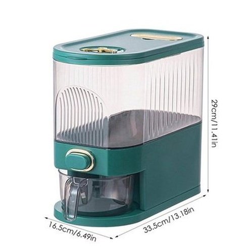 cereal storage bucket with dispenser cup, rice dispenser, cereal dispenser with measuring cup, airtight rice box dispenser with time indicator: food storage containers.