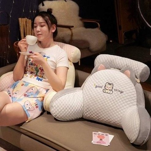 All-Season Ergonomic Cartoon Bed Cushion for Reading